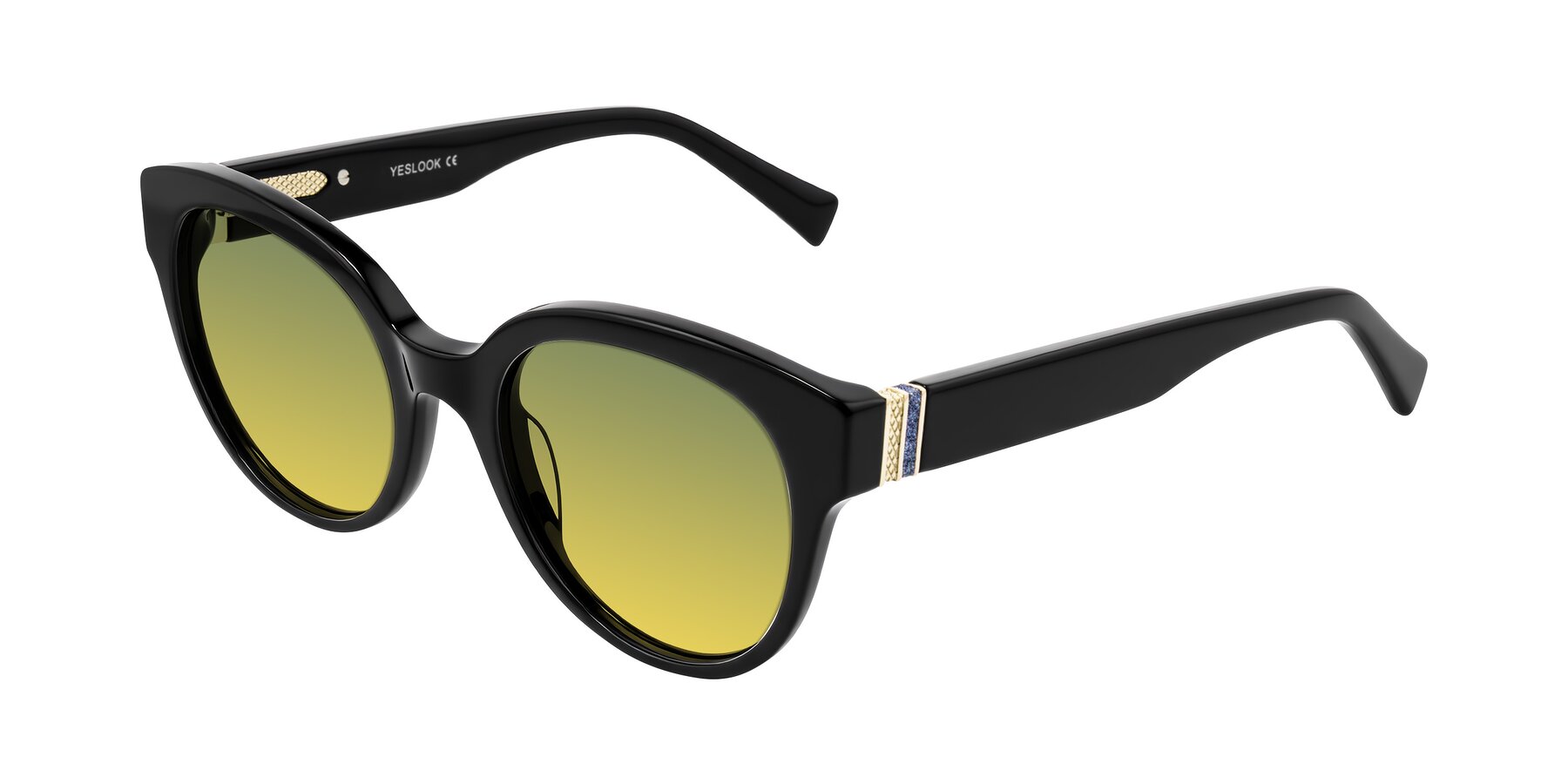 Angle of Zipa in Black with Green / Yellow Gradient Lenses