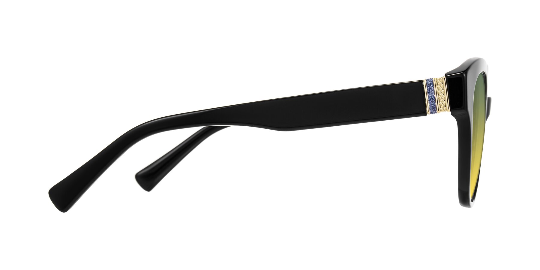 Side of Zipa in Black with Green / Yellow Gradient Lenses