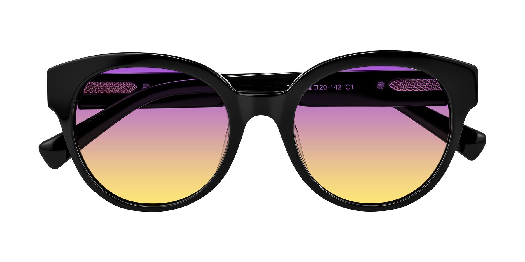 Folded Front of Zipa in Black with Purple / Yellow Gradient Lenses