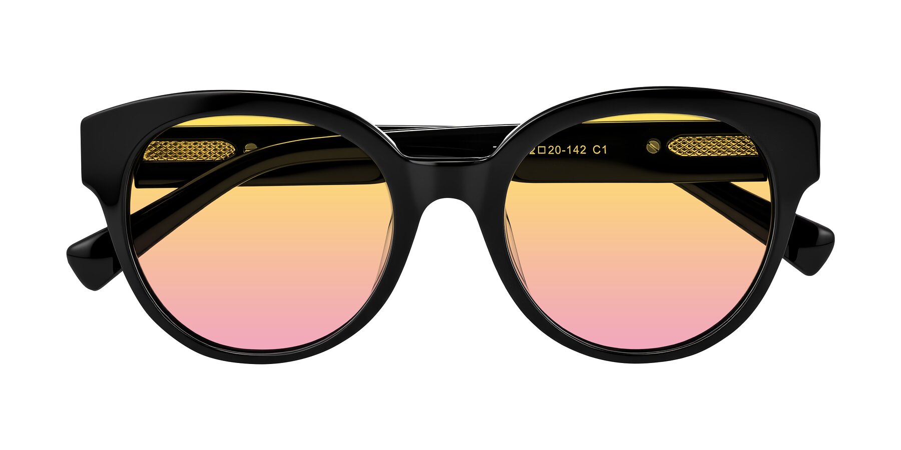 Folded Front of Zipa in Black with Yellow / Pink Gradient Lenses