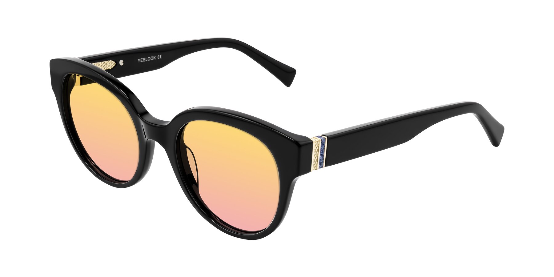 Angle of Zipa in Black with Yellow / Pink Gradient Lenses