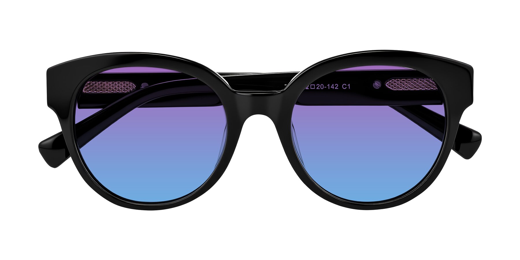 Folded Front of Zipa in Black with Purple / Blue Gradient Lenses
