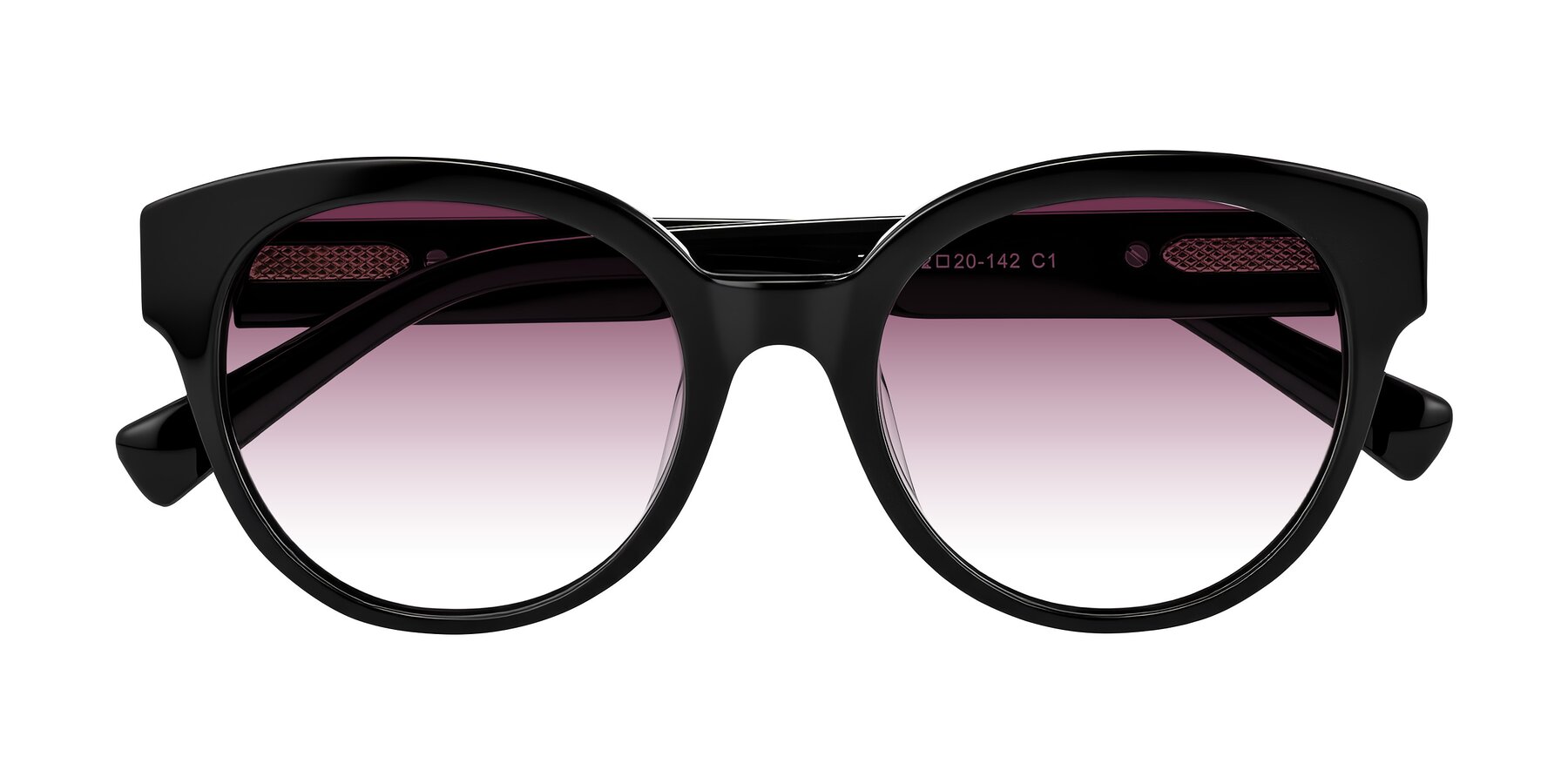 Folded Front of Zipa in Black with Wine Gradient Lenses