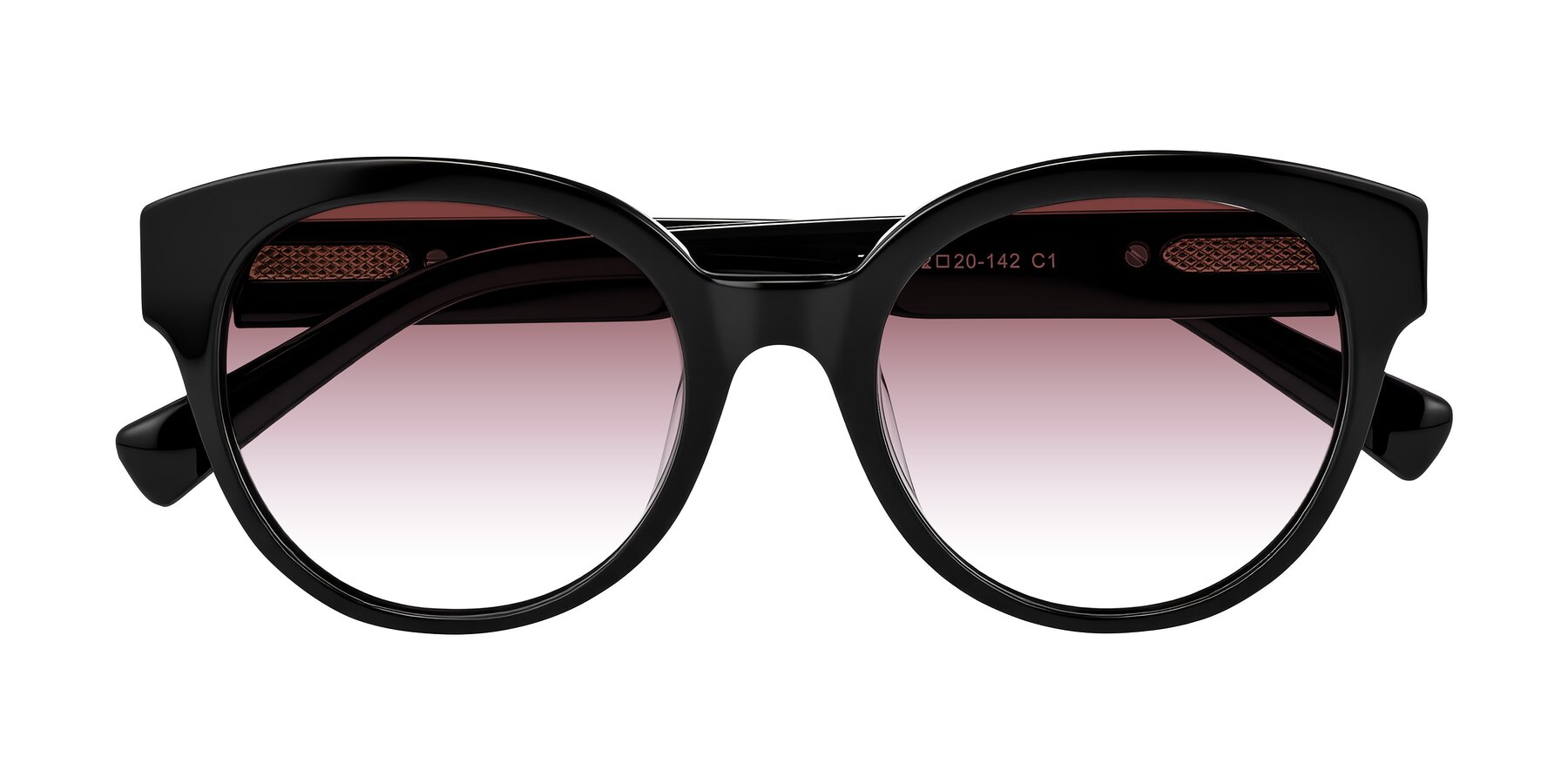Folded Front of Zipa in Black with Garnet Gradient Lenses