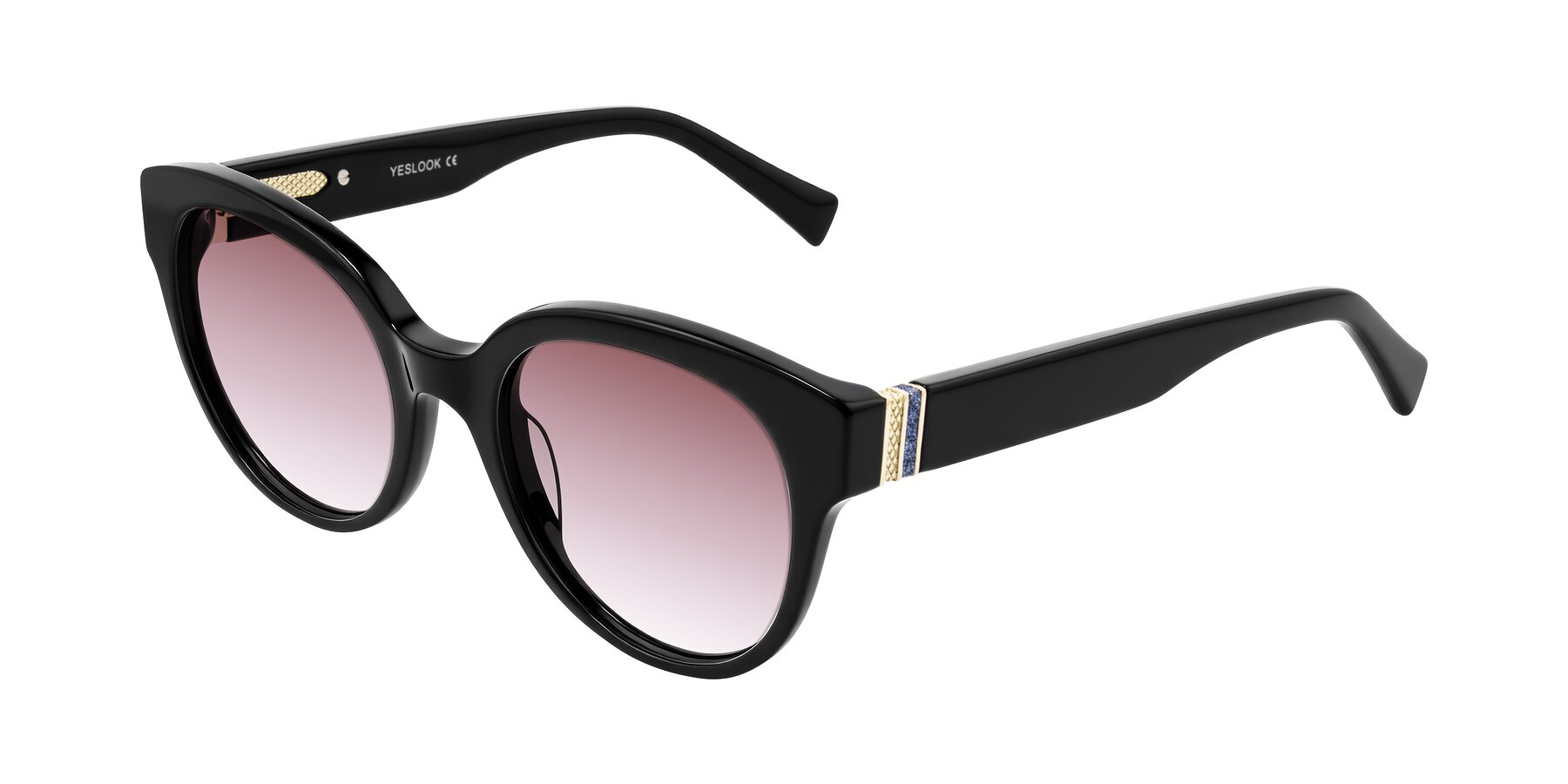 Angle of Zipa in Black with Garnet Gradient Lenses