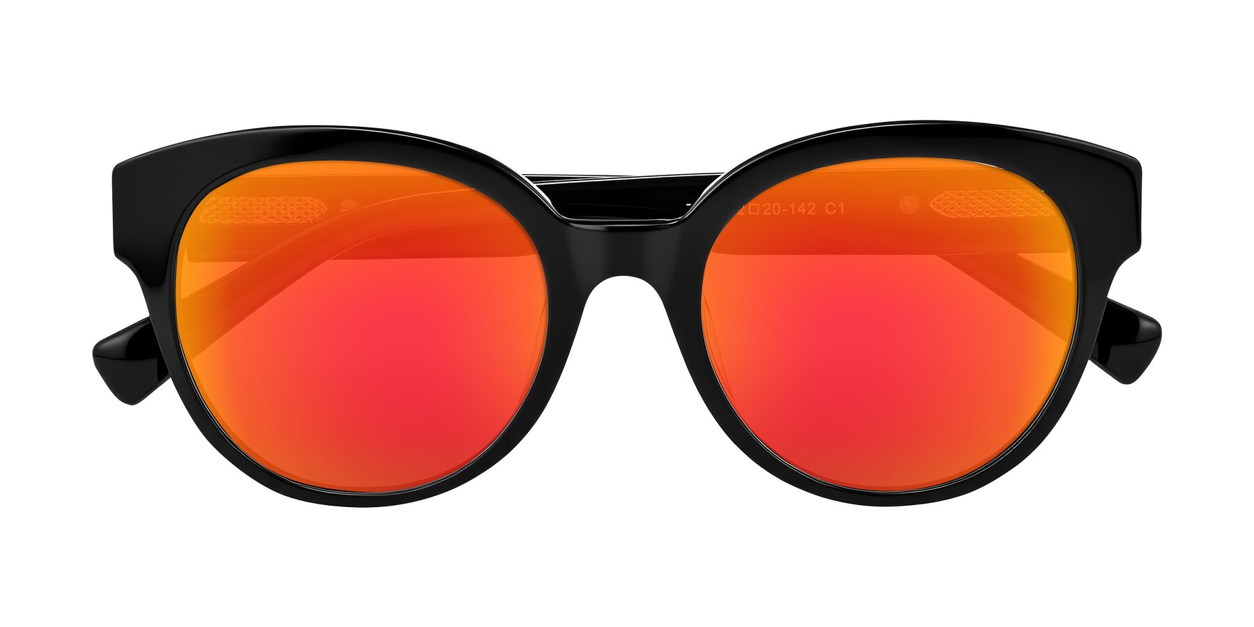 Folded Front of Zipa in Black with Red Gold Mirrored Lenses