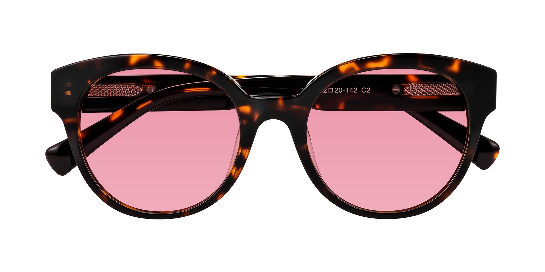 Folded Front of Zipa in Tortoise with Pink Tinted Lenses