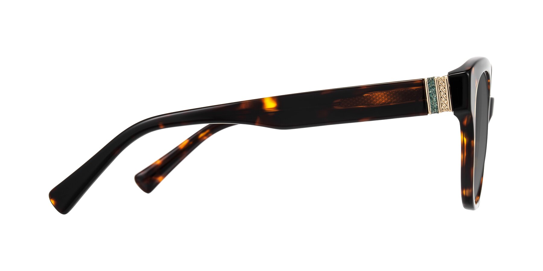 Side of Zipa in Tortoise with Medium Gray Tinted Lenses