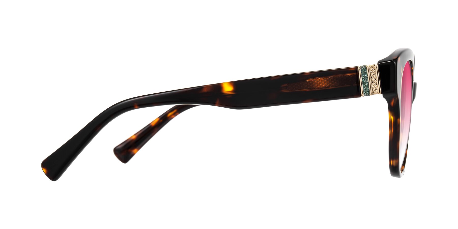 Side of Zipa in Tortoise with Pink Gradient Lenses