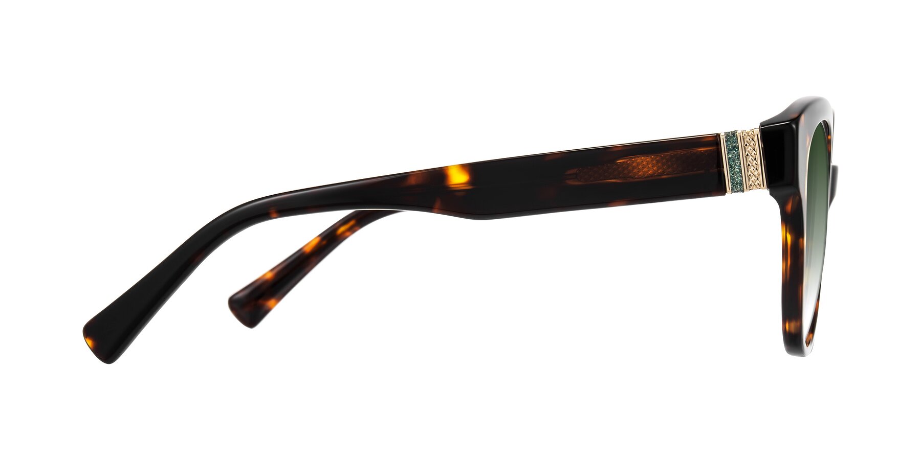Side of Zipa in Tortoise with Green Gradient Lenses