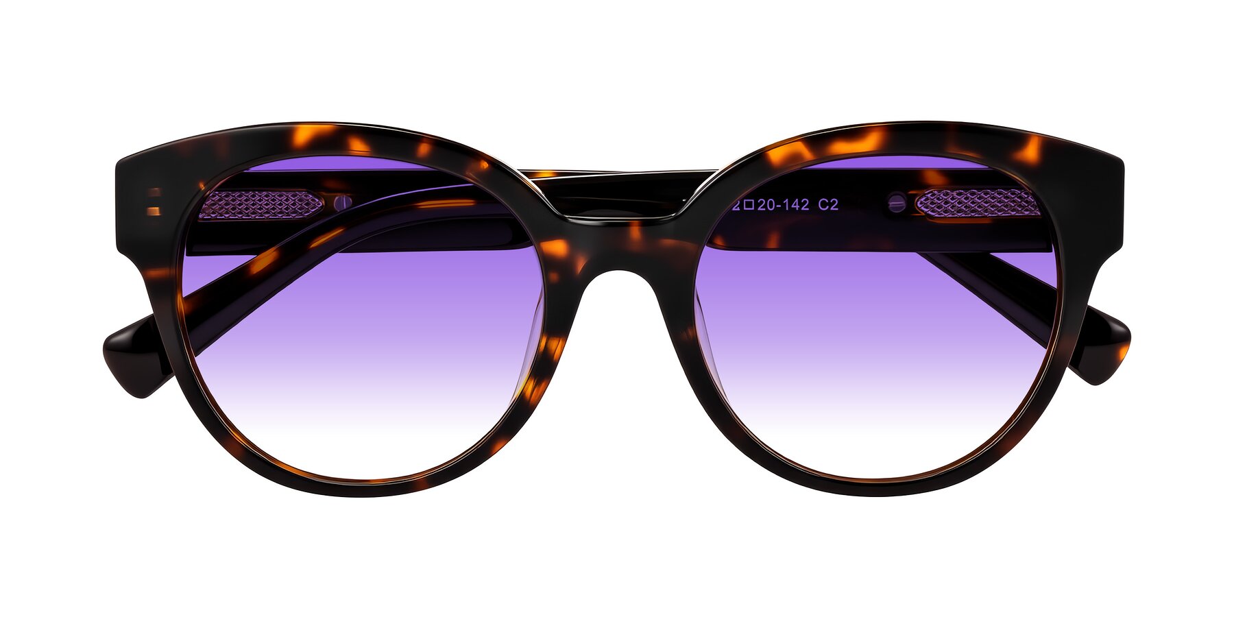 Folded Front of Zipa in Tortoise with Purple Gradient Lenses