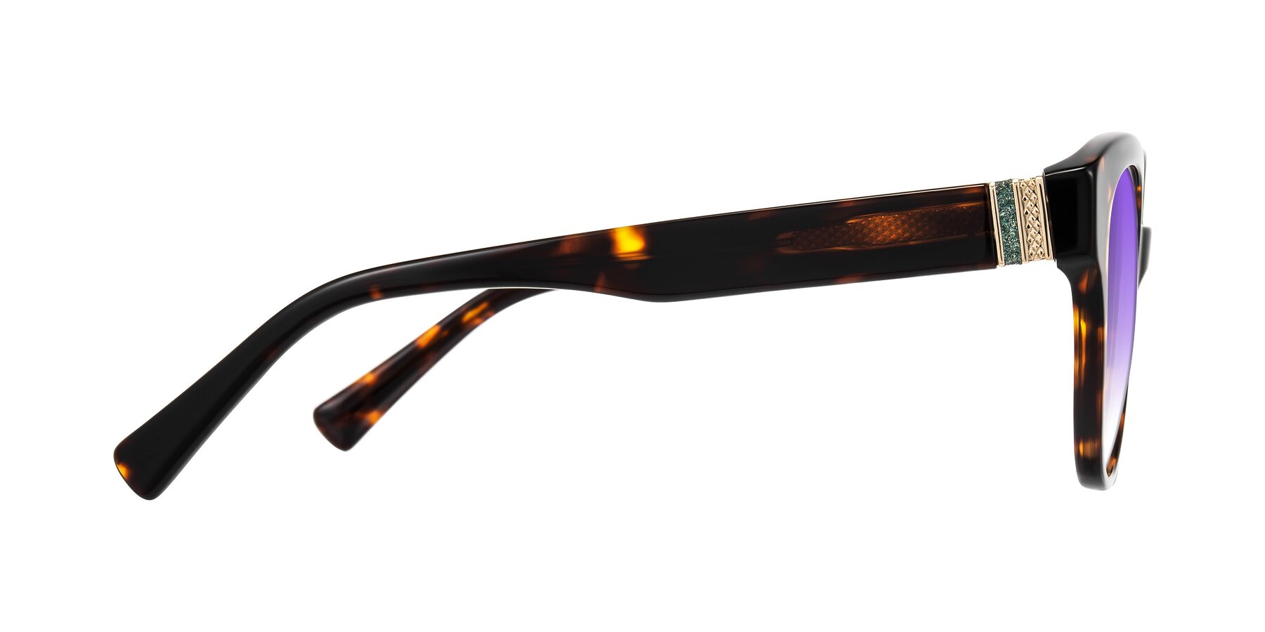 Side of Zipa in Tortoise with Purple Gradient Lenses