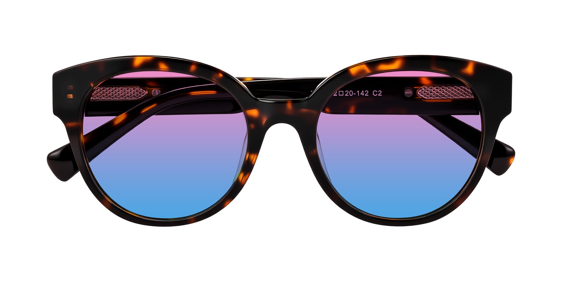 Folded Front of Zipa in Tortoise with Pink / Blue Gradient Lenses