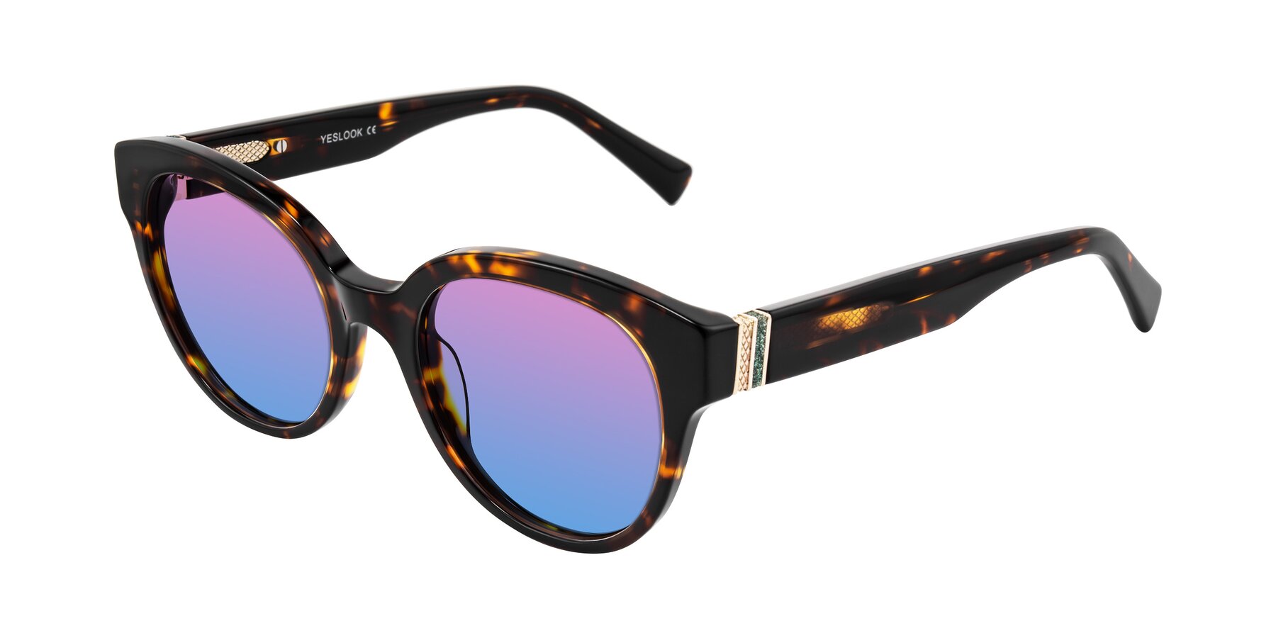 Angle of Zipa in Tortoise with Pink / Blue Gradient Lenses
