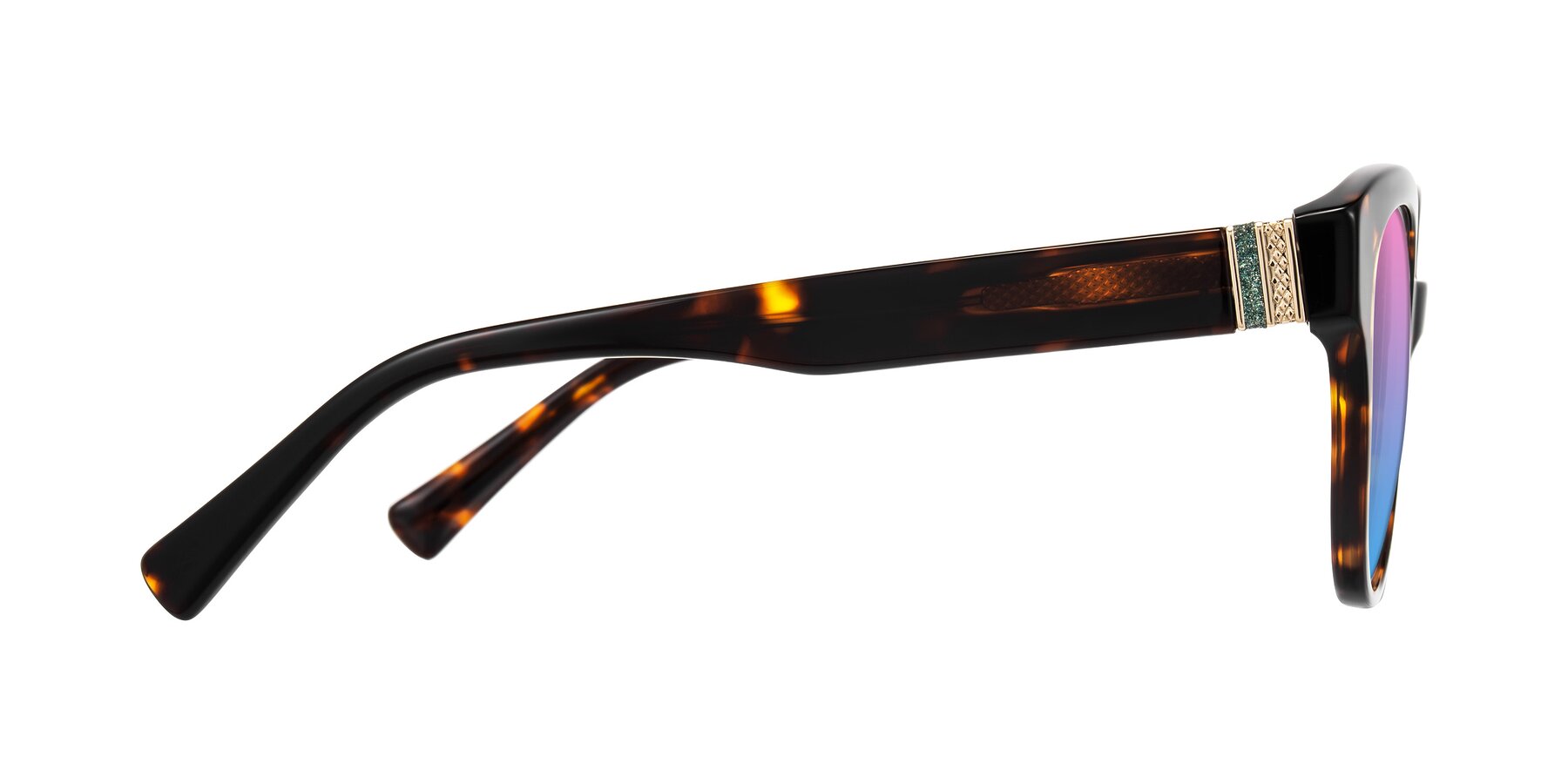 Side of Zipa in Tortoise with Pink / Blue Gradient Lenses