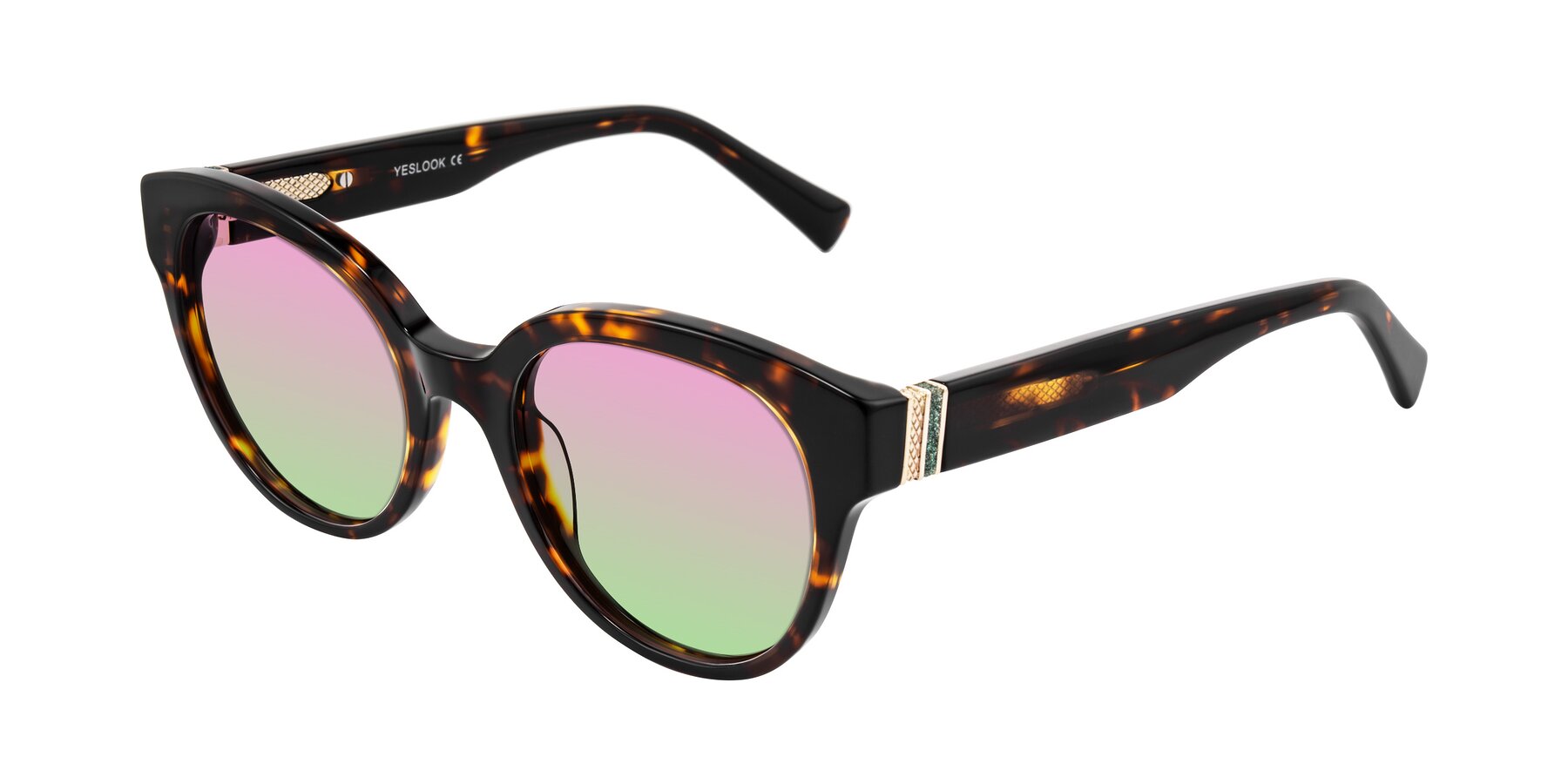 Angle of Zipa in Tortoise with Pink / Green Gradient Lenses