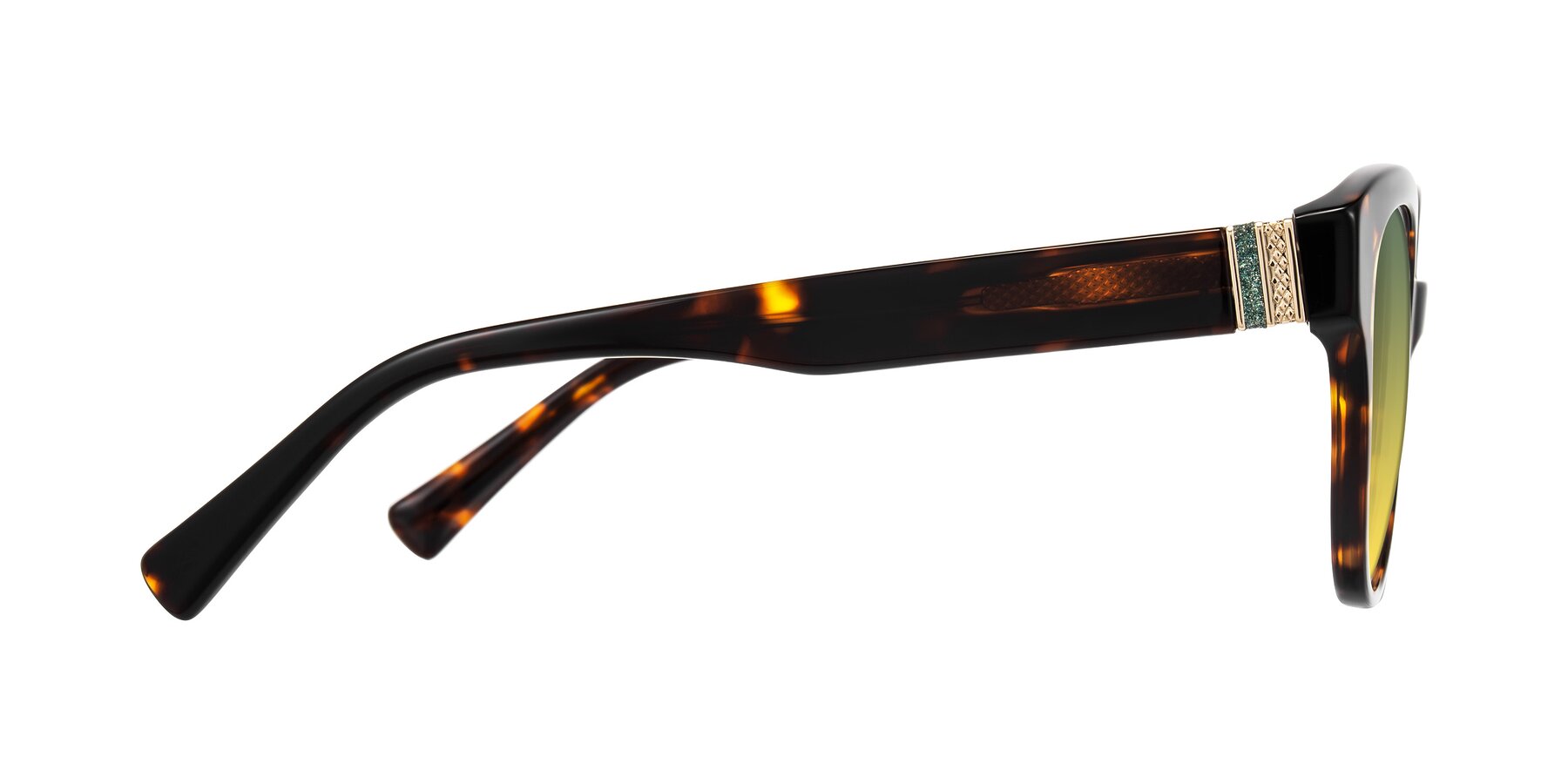 Side of Zipa in Tortoise with Green / Yellow Gradient Lenses