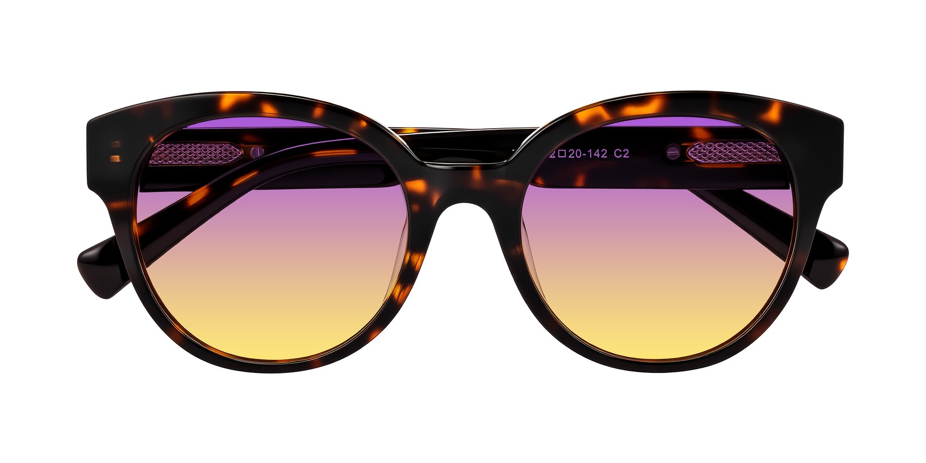Folded Front of Zipa in Tortoise with Purple / Yellow Gradient Lenses