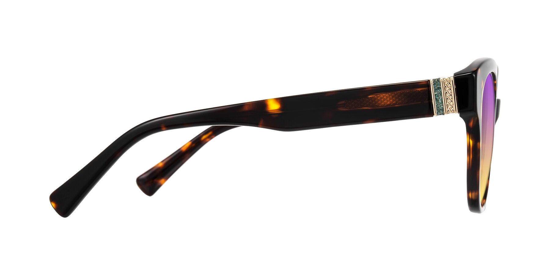 Side of Zipa in Tortoise with Purple / Yellow Gradient Lenses