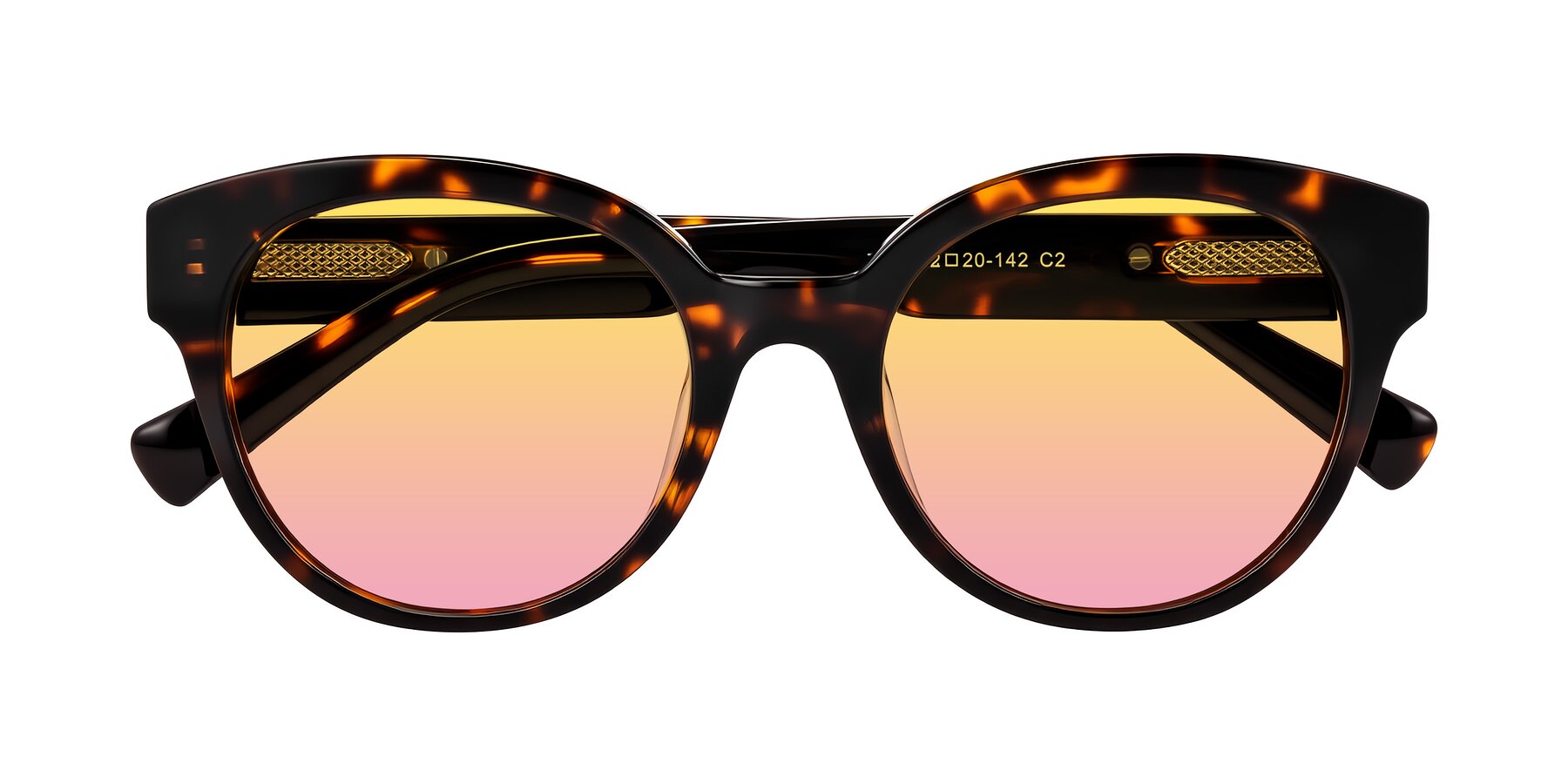 Folded Front of Zipa in Tortoise with Yellow / Pink Gradient Lenses