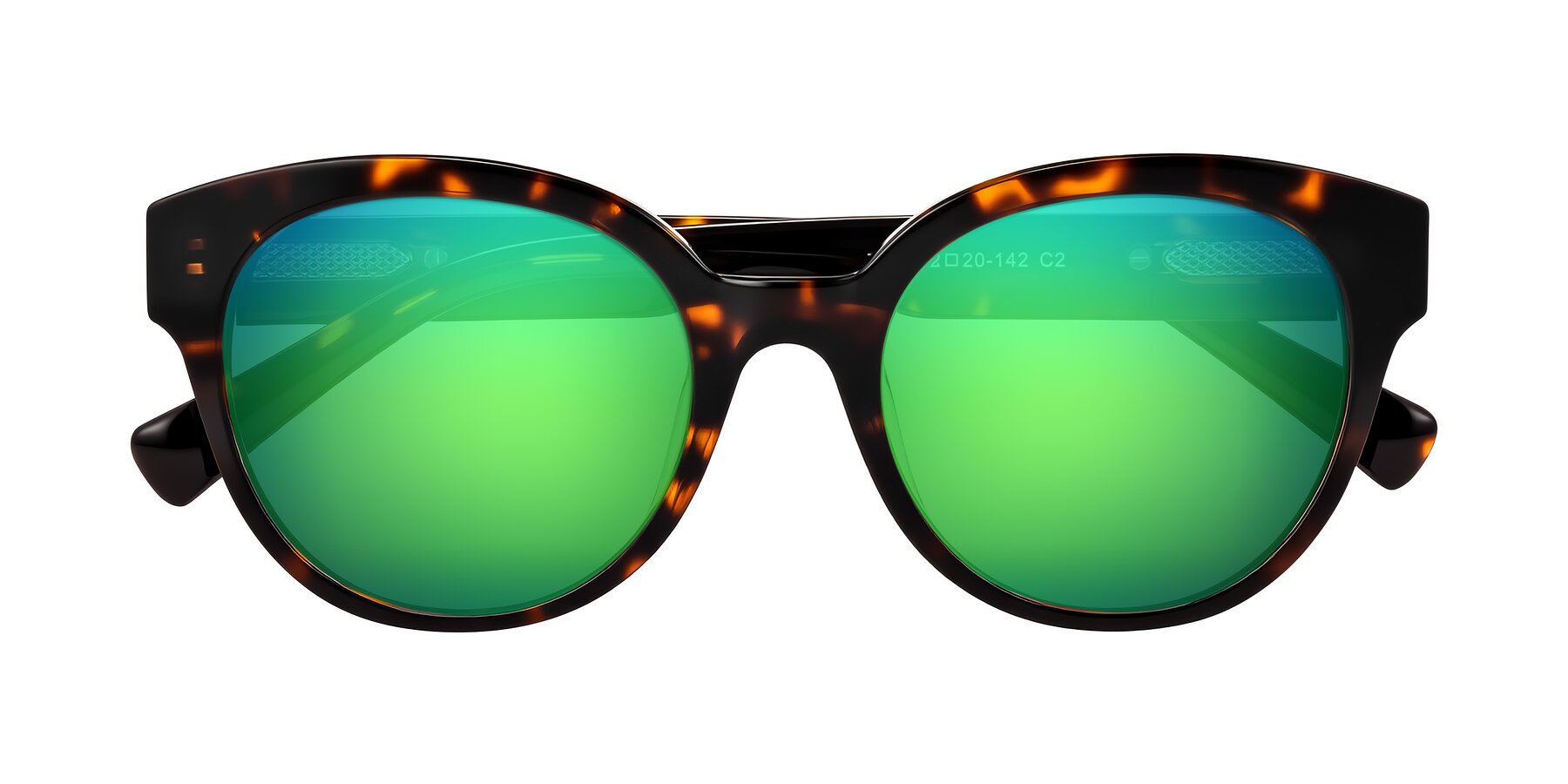 Folded Front of Zipa in Tortoise with Green Mirrored Lenses