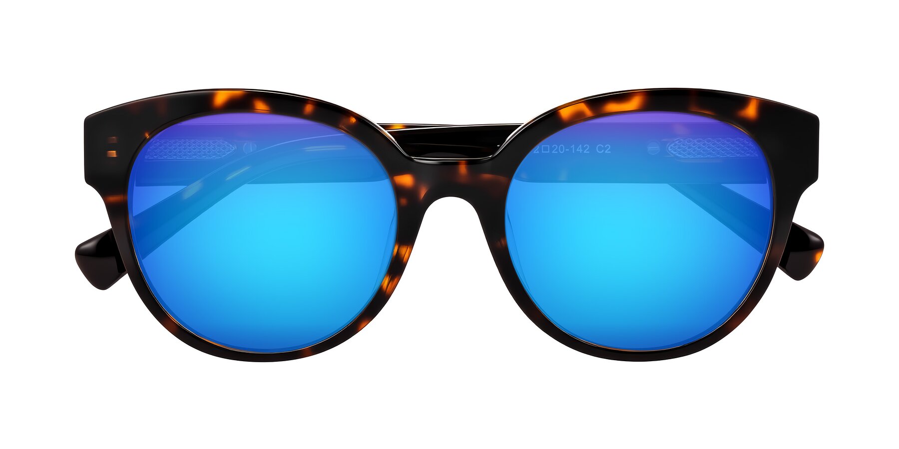 Folded Front of Zipa in Tortoise with Blue Mirrored Lenses