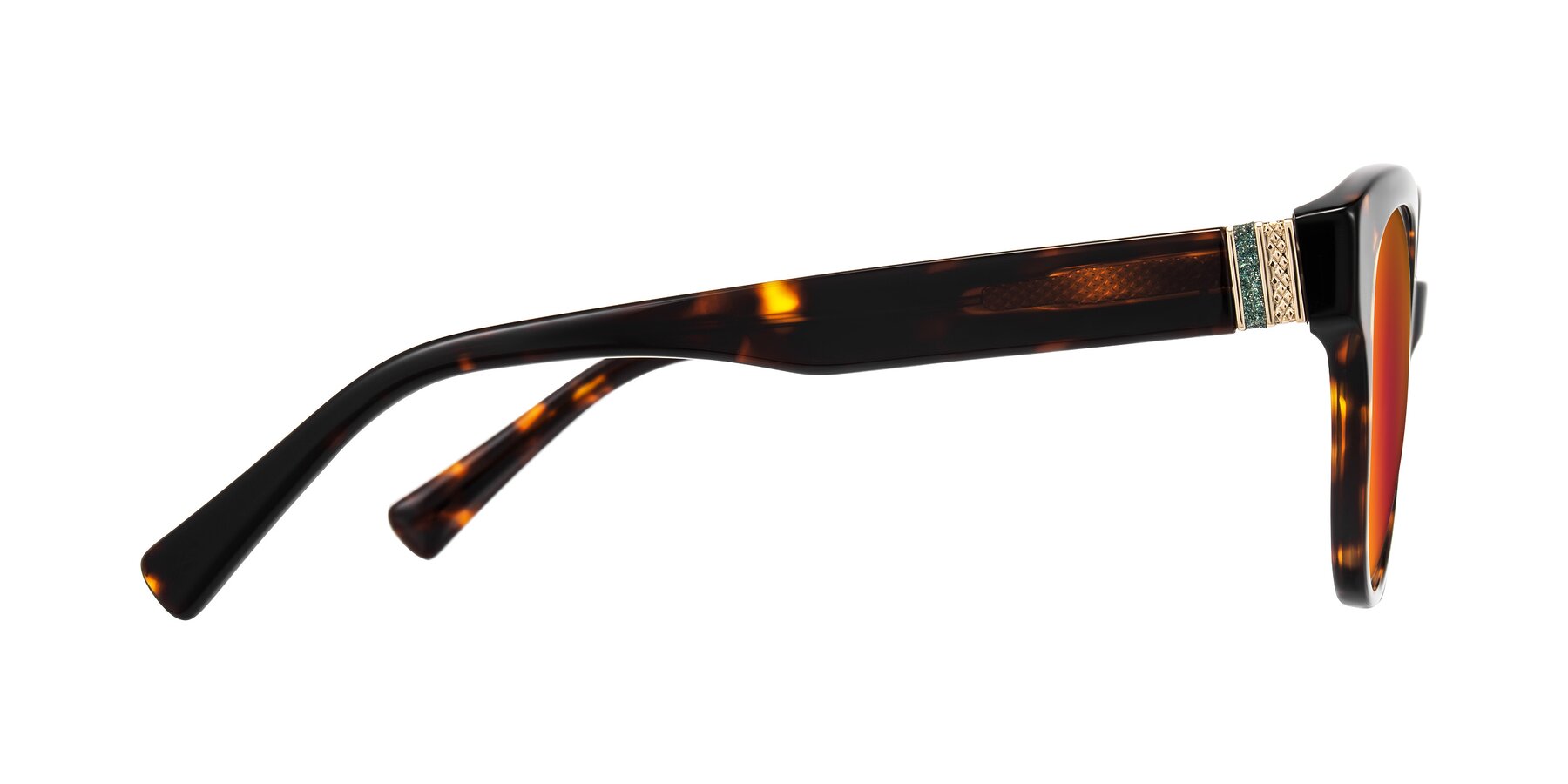 Side of Zipa in Tortoise with Red Gold Mirrored Lenses