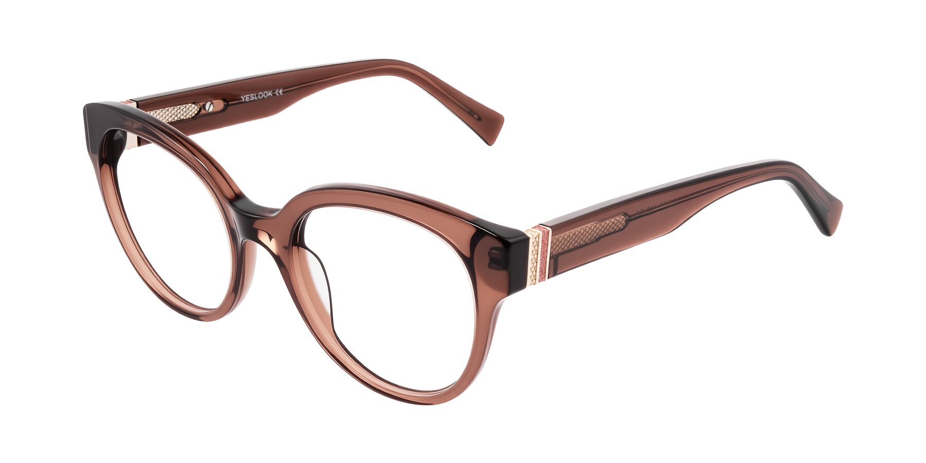 Angle of Zipa in Translucent Brown with Clear Eyeglass Lenses