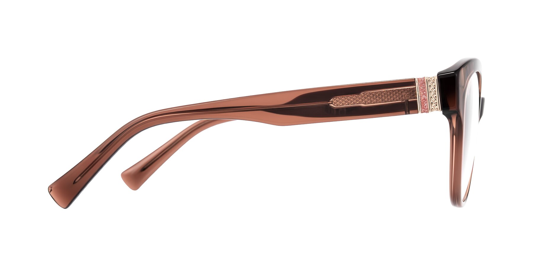 Side of Zipa in Translucent Brown with Clear Eyeglass Lenses