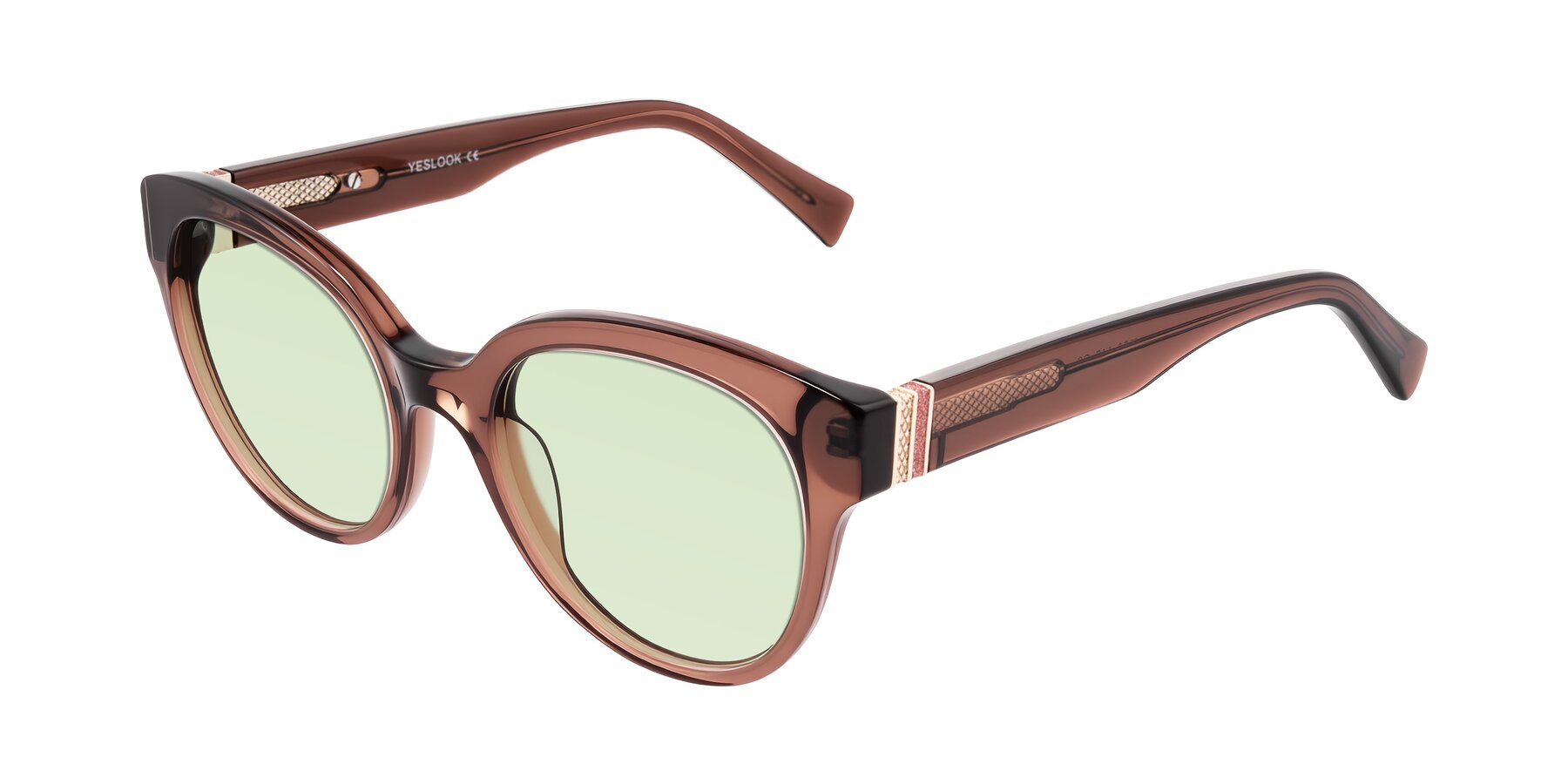 Angle of Zipa in Translucent Brown with Light Green Tinted Lenses