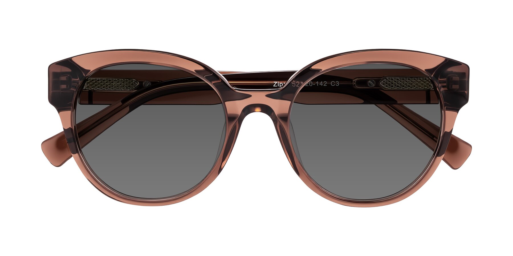 Folded Front of Zipa in Translucent Brown with Medium Gray Tinted Lenses