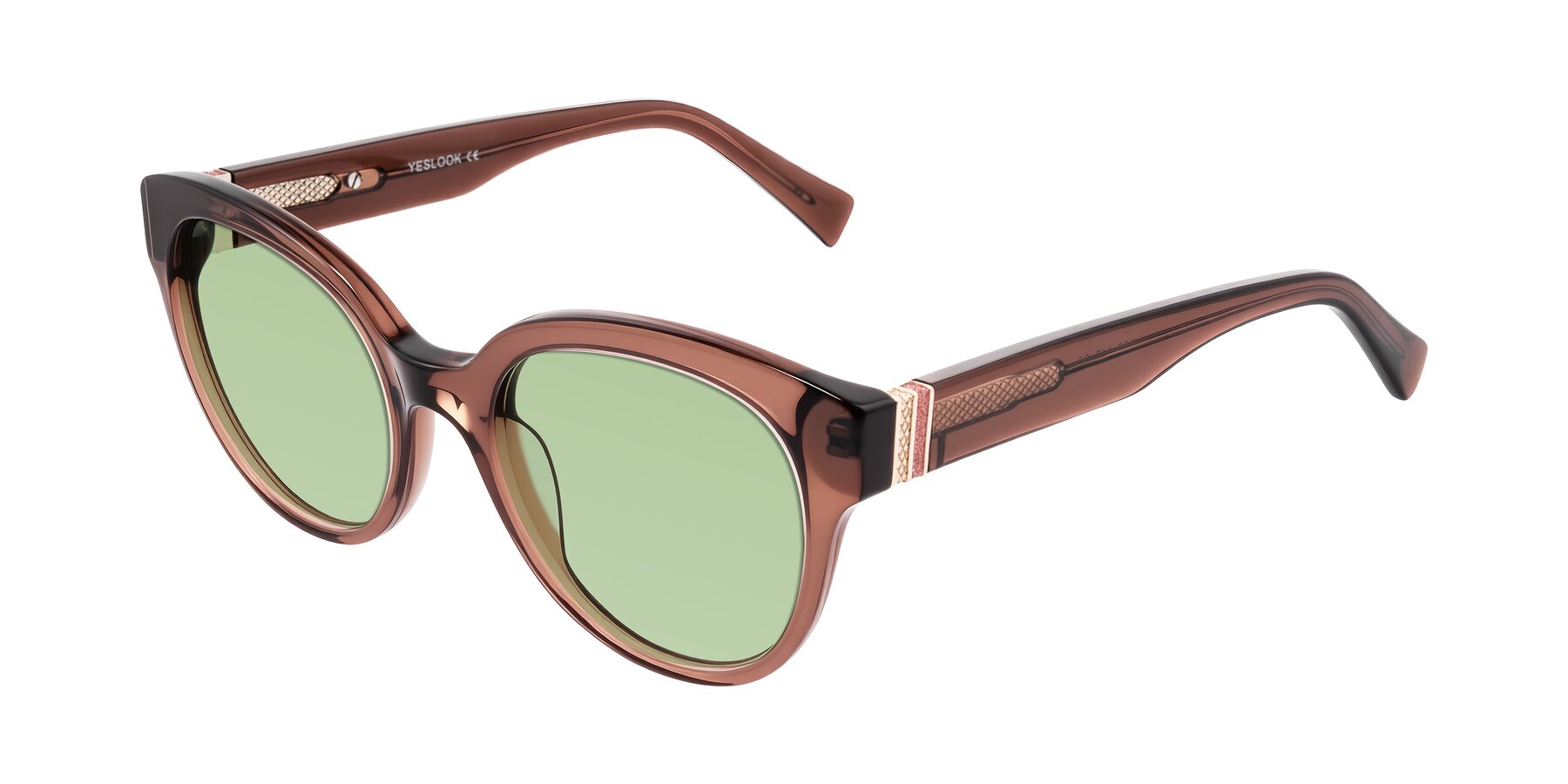 Angle of Zipa in Translucent Brown with Medium Green Tinted Lenses