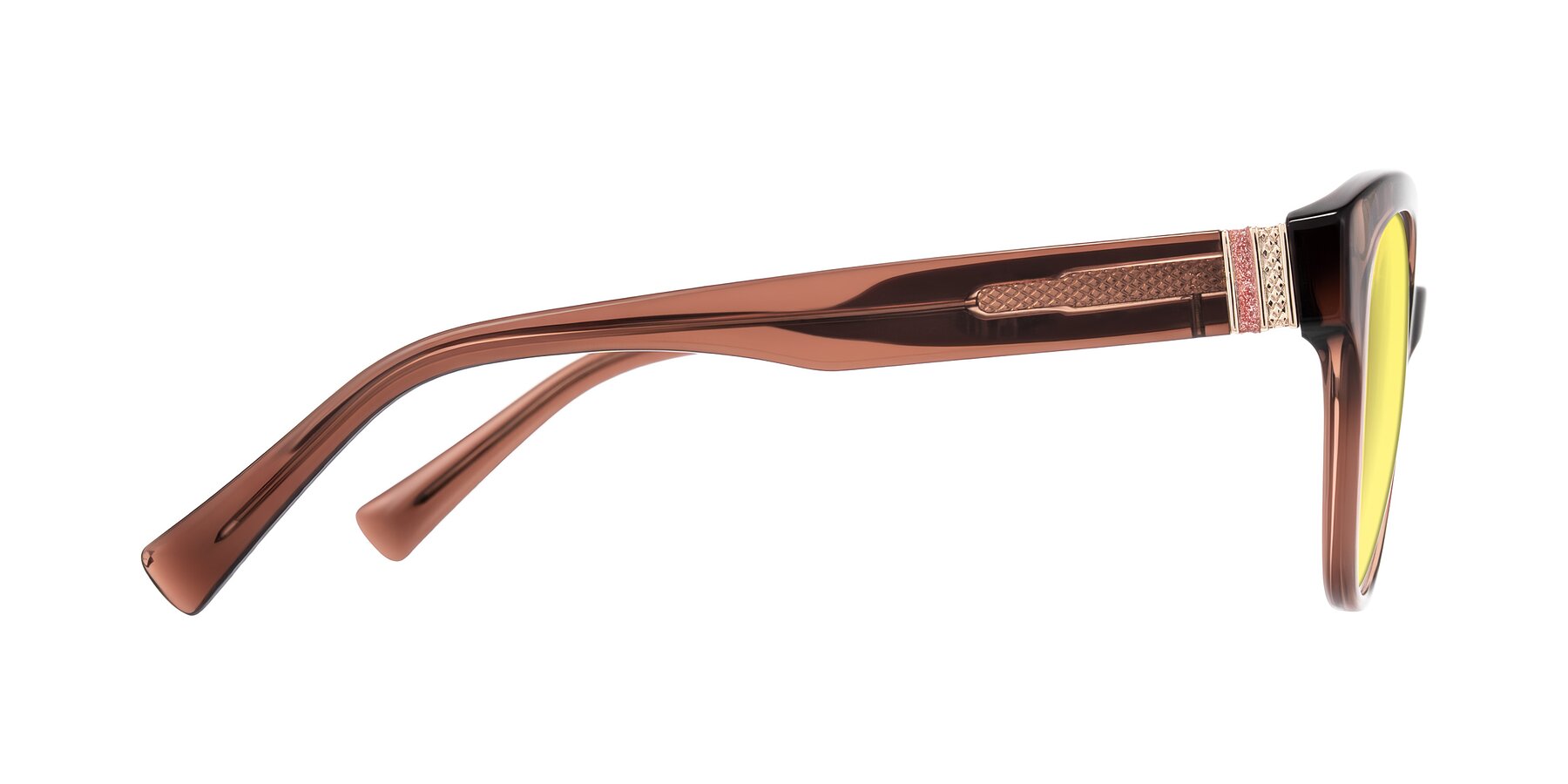 Side of Zipa in Translucent Brown with Medium Yellow Tinted Lenses