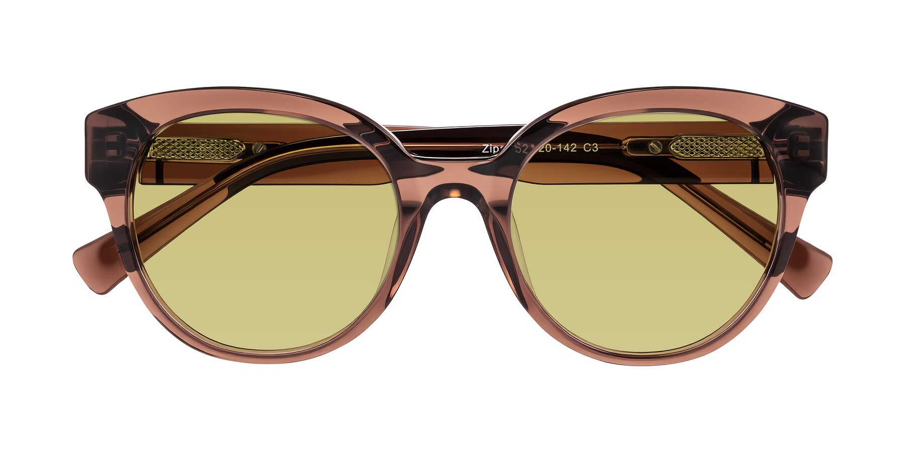 Folded Front of Zipa in Translucent Brown with Medium Champagne Tinted Lenses