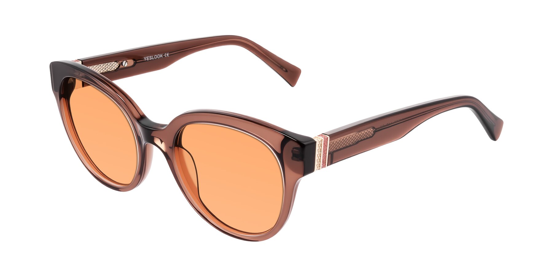 Angle of Zipa in Translucent Brown with Medium Orange Tinted Lenses