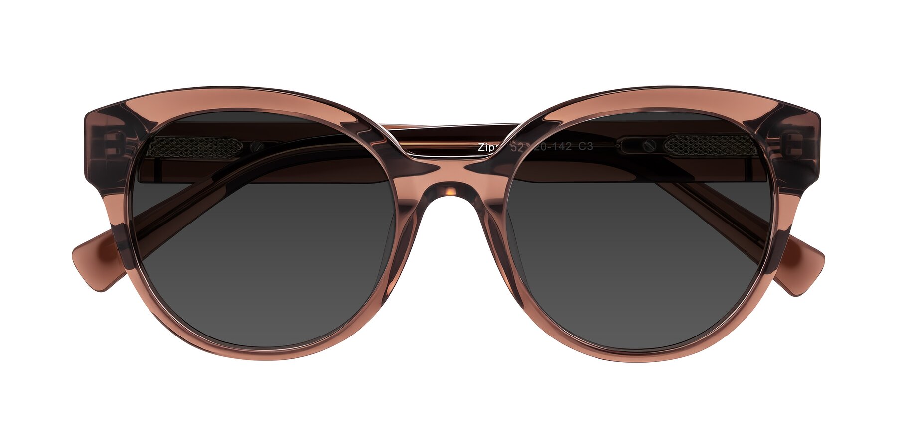 Folded Front of Zipa in Translucent Brown with Gray Tinted Lenses