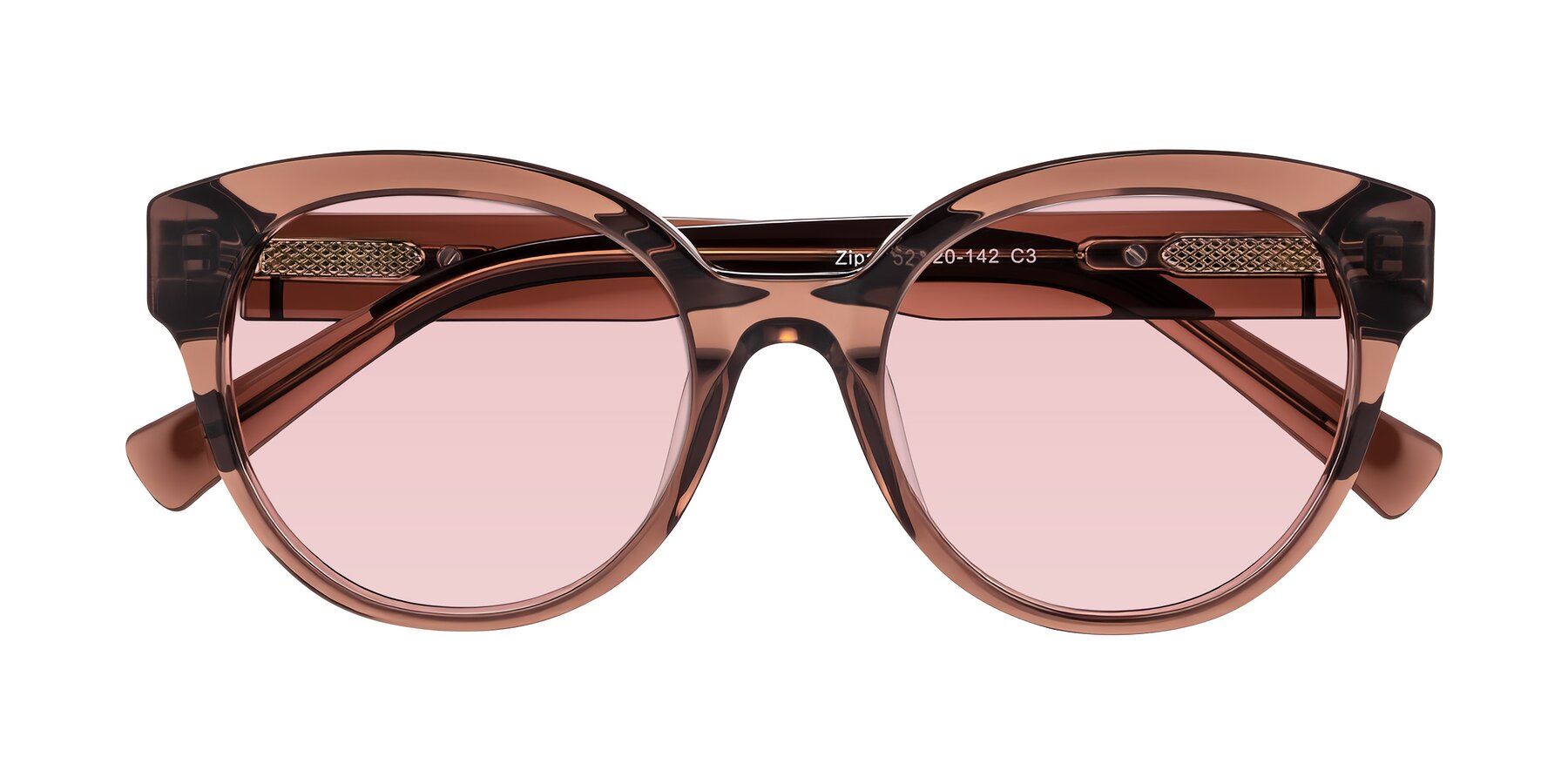 Folded Front of Zipa in Translucent Brown with Light Garnet Tinted Lenses