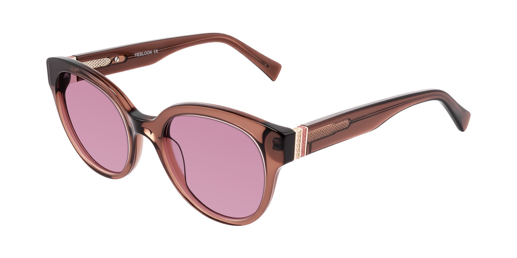 Angle of Zipa in Translucent Brown with Medium Wine Tinted Lenses