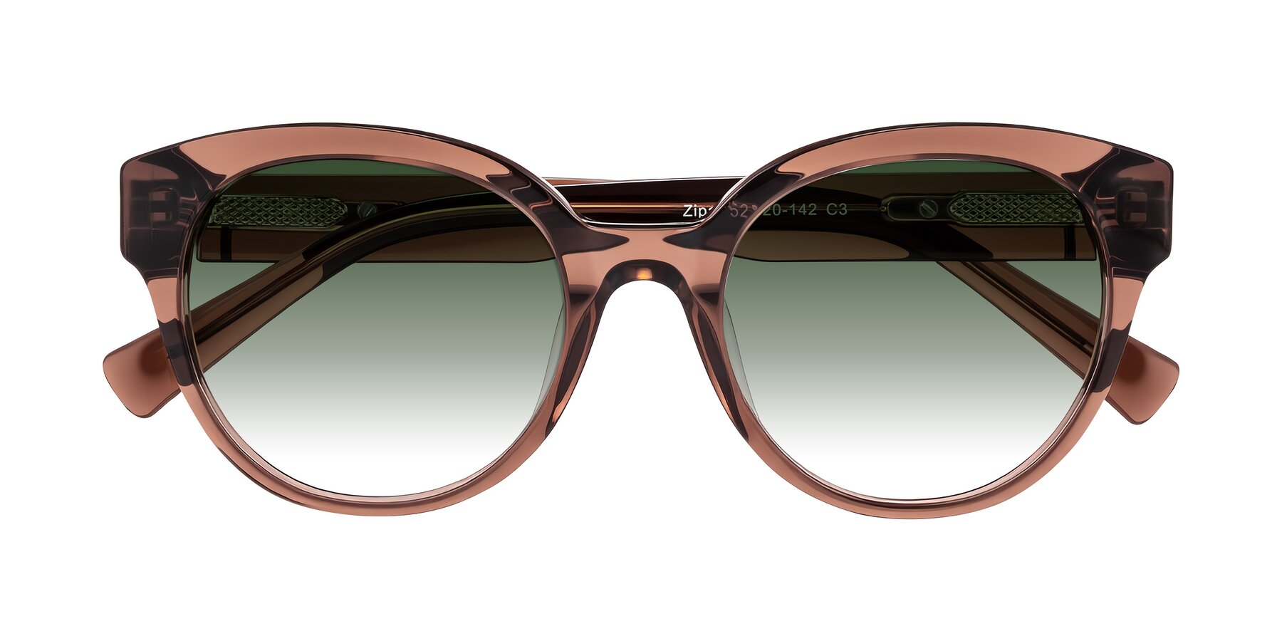 Folded Front of Zipa in Translucent Brown with Green Gradient Lenses