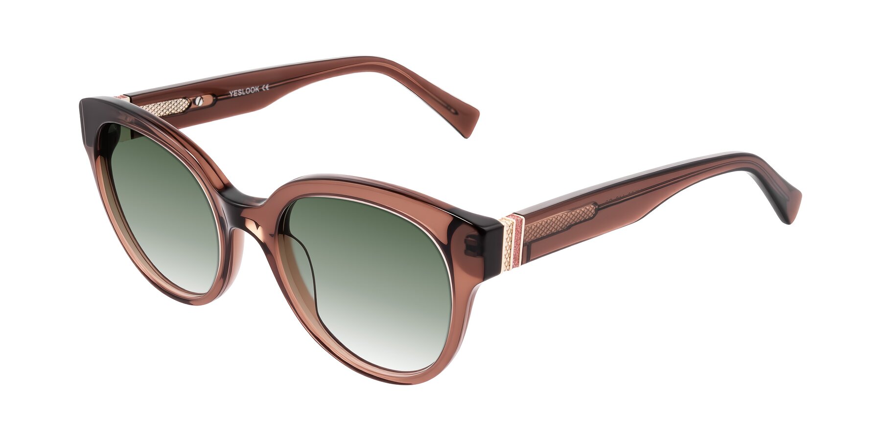 Angle of Zipa in Translucent Brown with Green Gradient Lenses