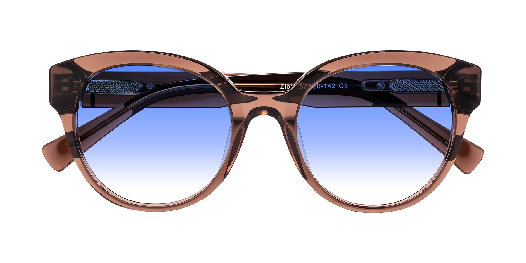 Folded Front of Zipa in Translucent Brown with Blue Gradient Lenses