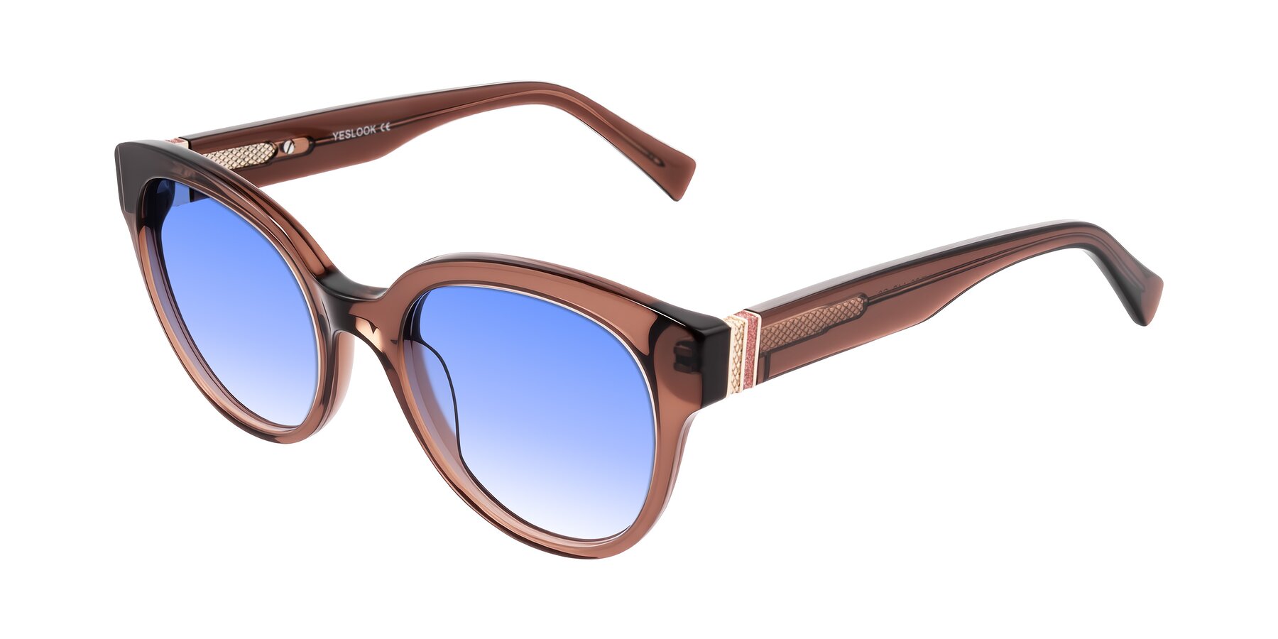 Angle of Zipa in Translucent Brown with Blue Gradient Lenses