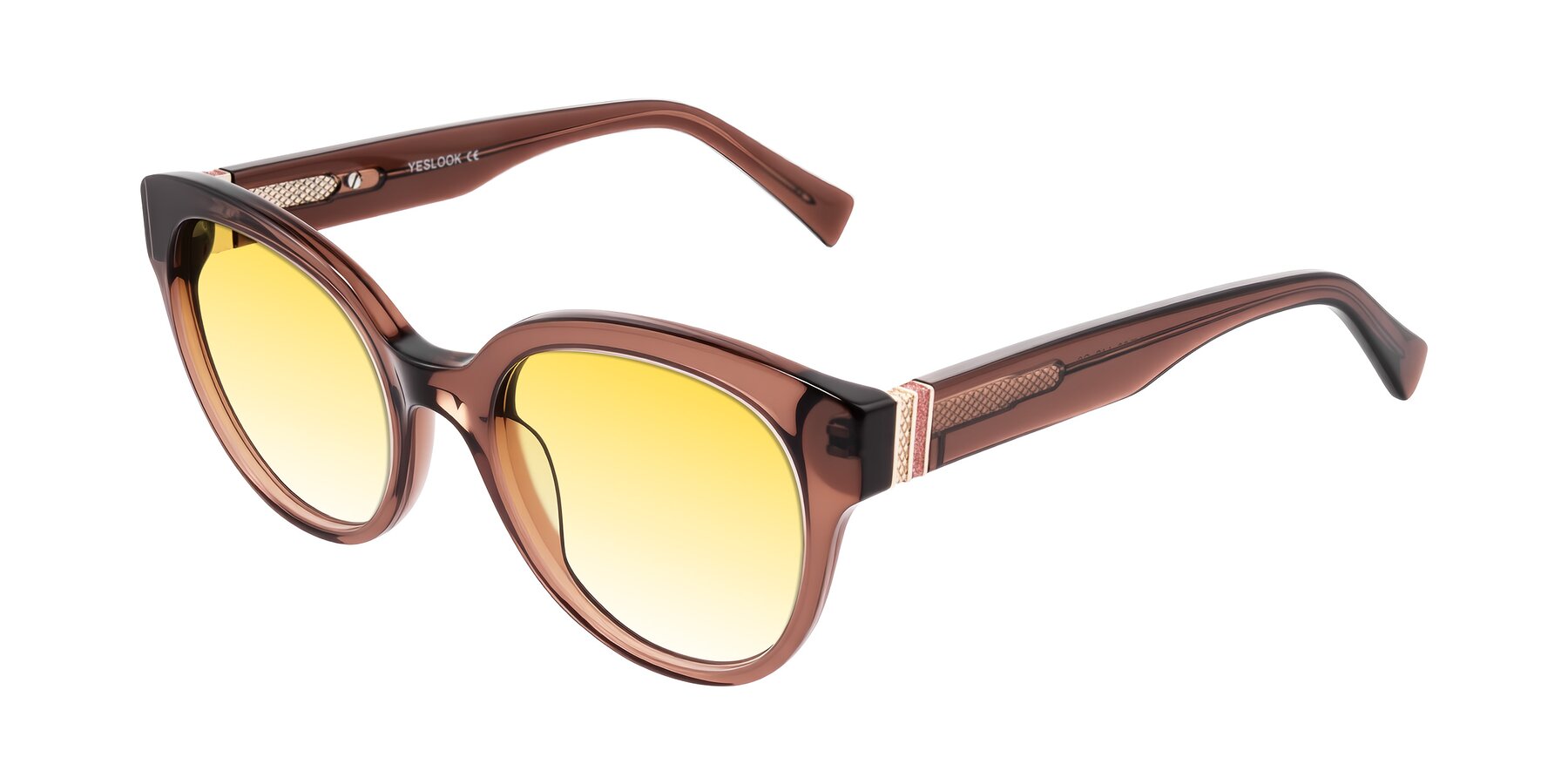 Angle of Zipa in Translucent Brown with Yellow Gradient Lenses