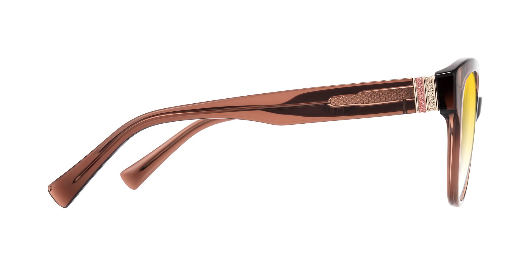 Side of Zipa in Translucent Brown with Yellow Gradient Lenses