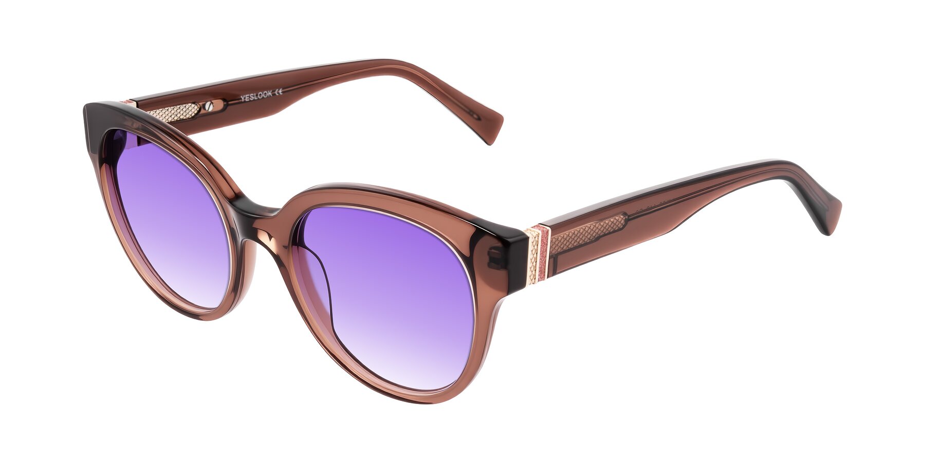 Angle of Zipa in Translucent Brown with Purple Gradient Lenses