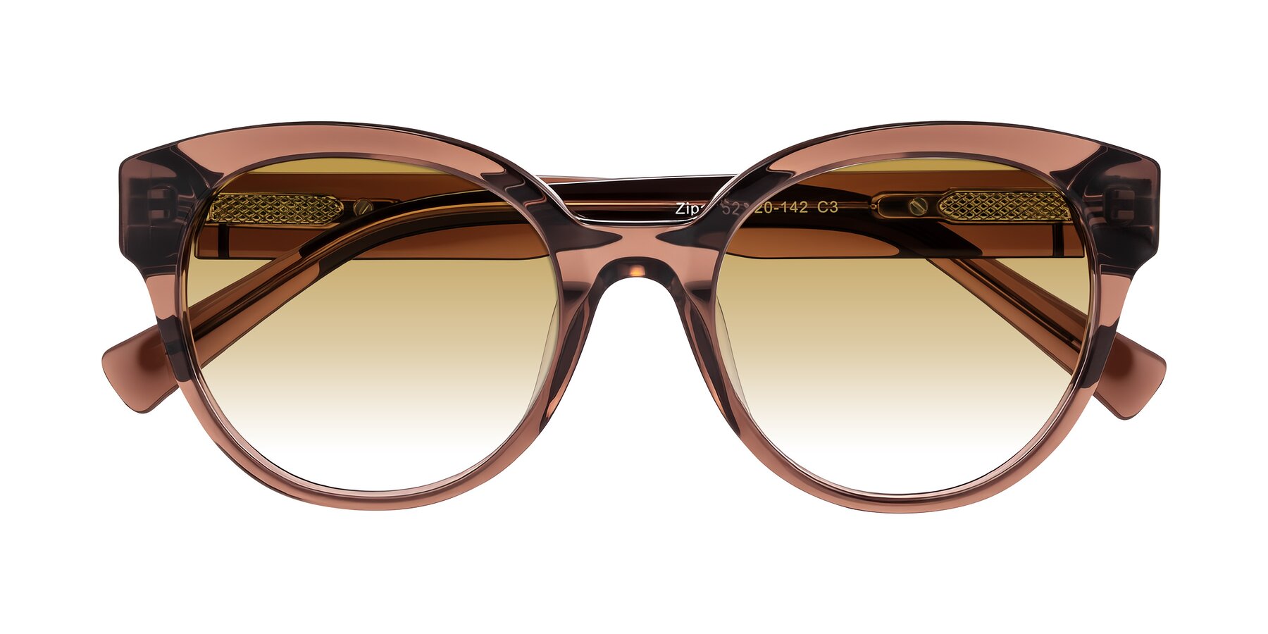 Folded Front of Zipa in Translucent Brown with Champagne Gradient Lenses