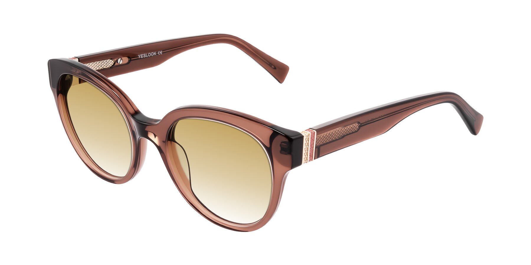 Angle of Zipa in Translucent Brown with Champagne Gradient Lenses