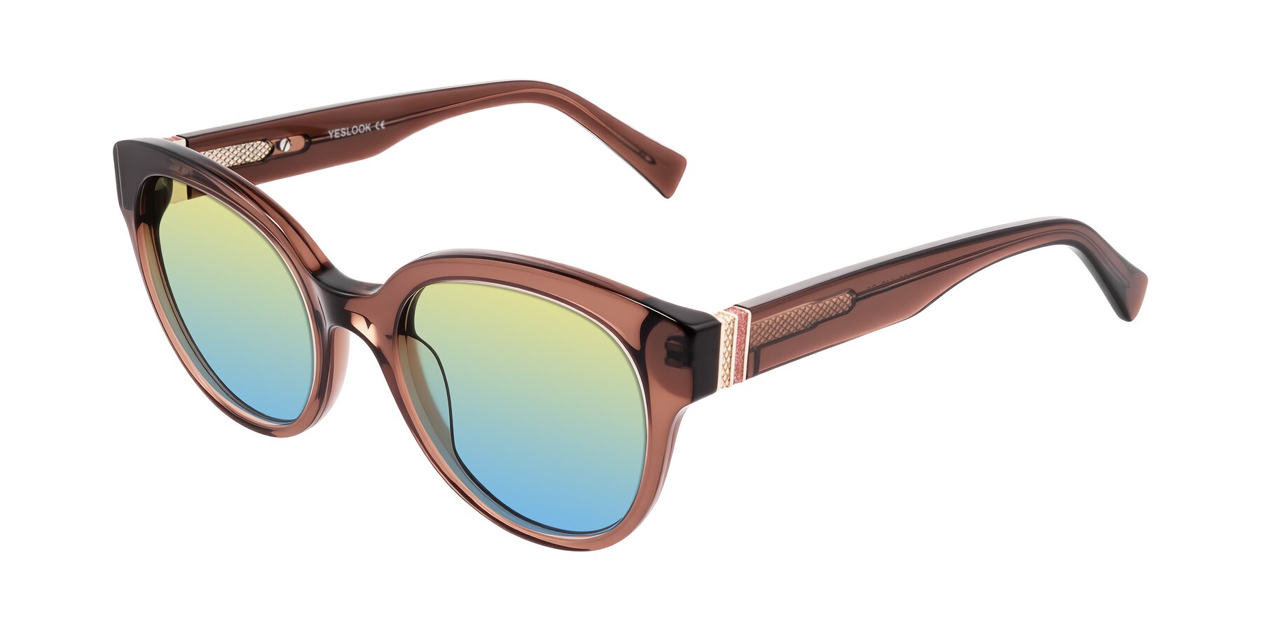 Angle of Zipa in Translucent Brown with Yellow / Blue Gradient Lenses