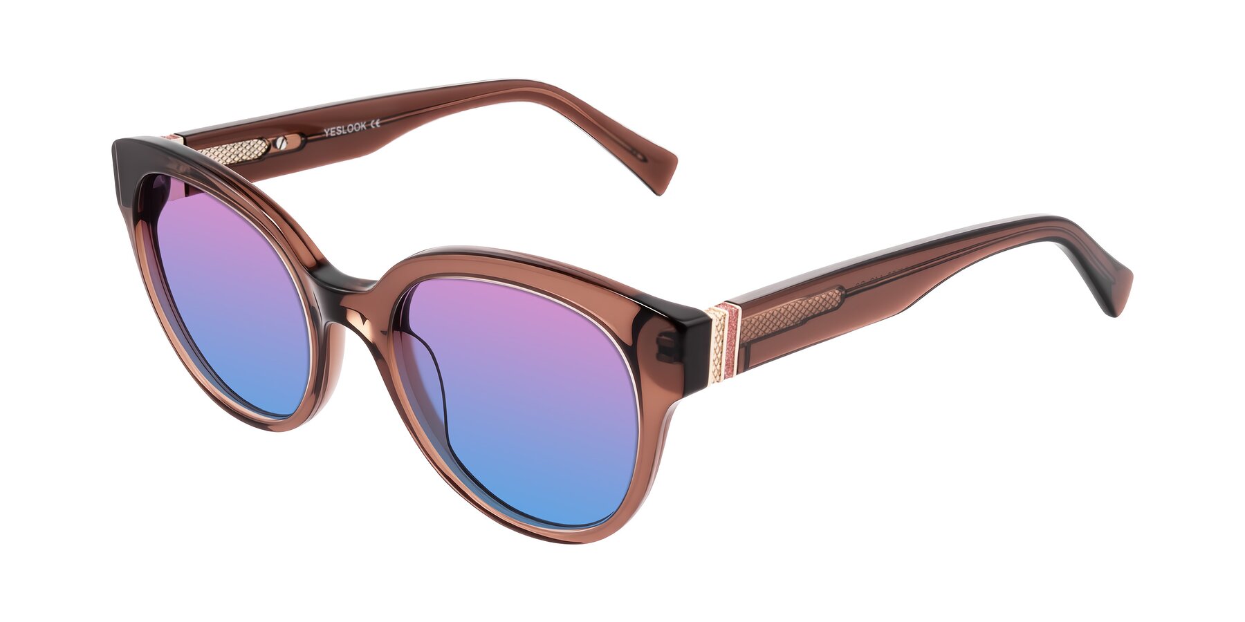 Angle of Zipa in Translucent Brown with Pink / Blue Gradient Lenses