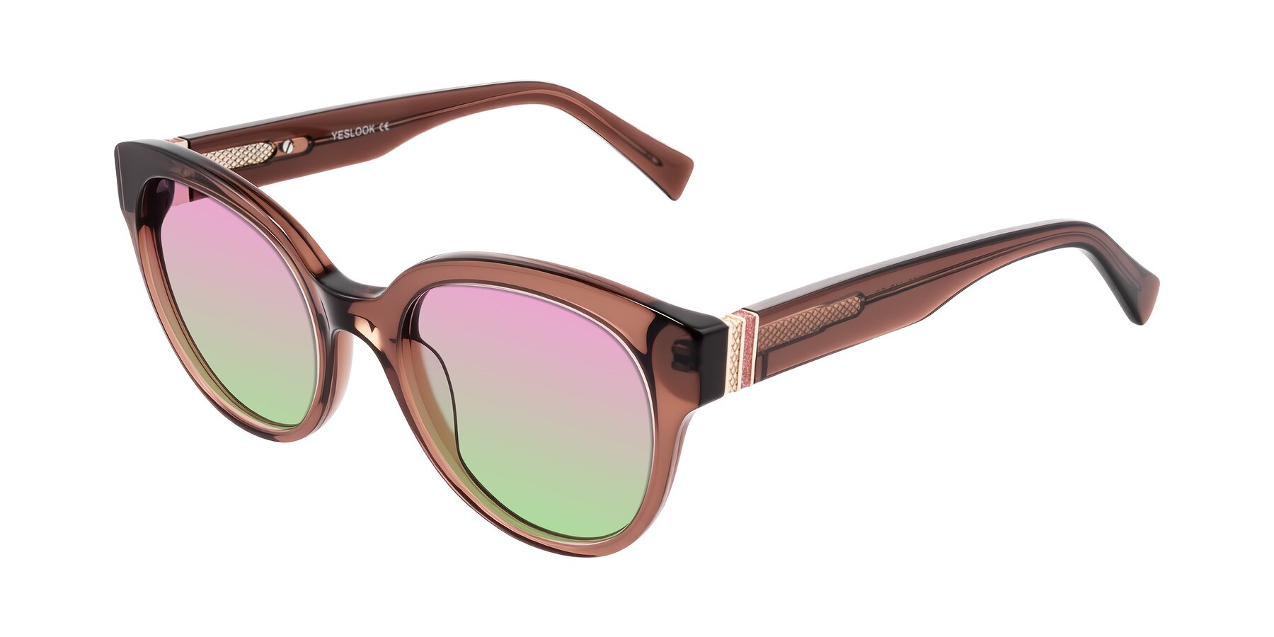 Angle of Zipa in Translucent Brown with Pink / Green Gradient Lenses